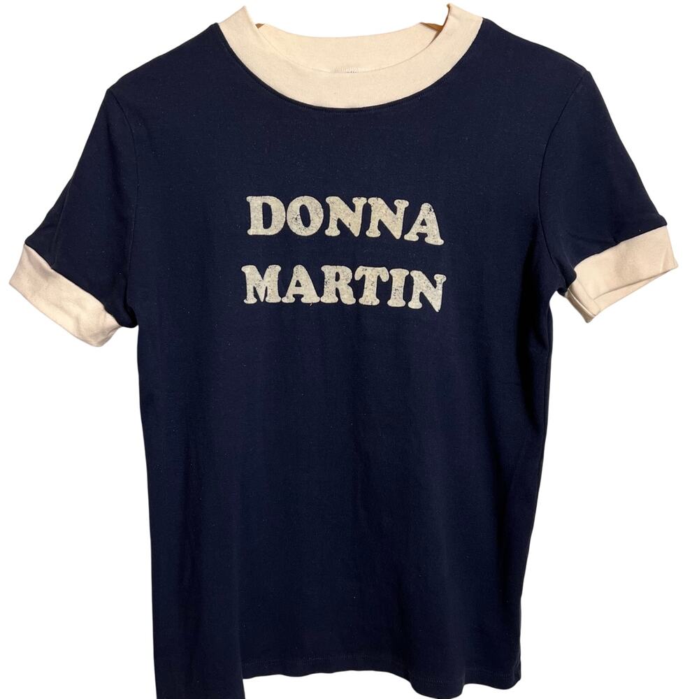 Recycled Karma Beverly Hills 90210 Navy Tee, Women's Size L